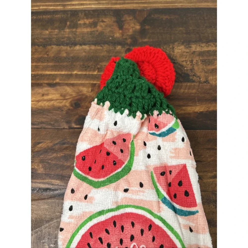3 Handmade Crochet top Kitchen Hanging Hand Towels Summer Vibes Hello Summer 16